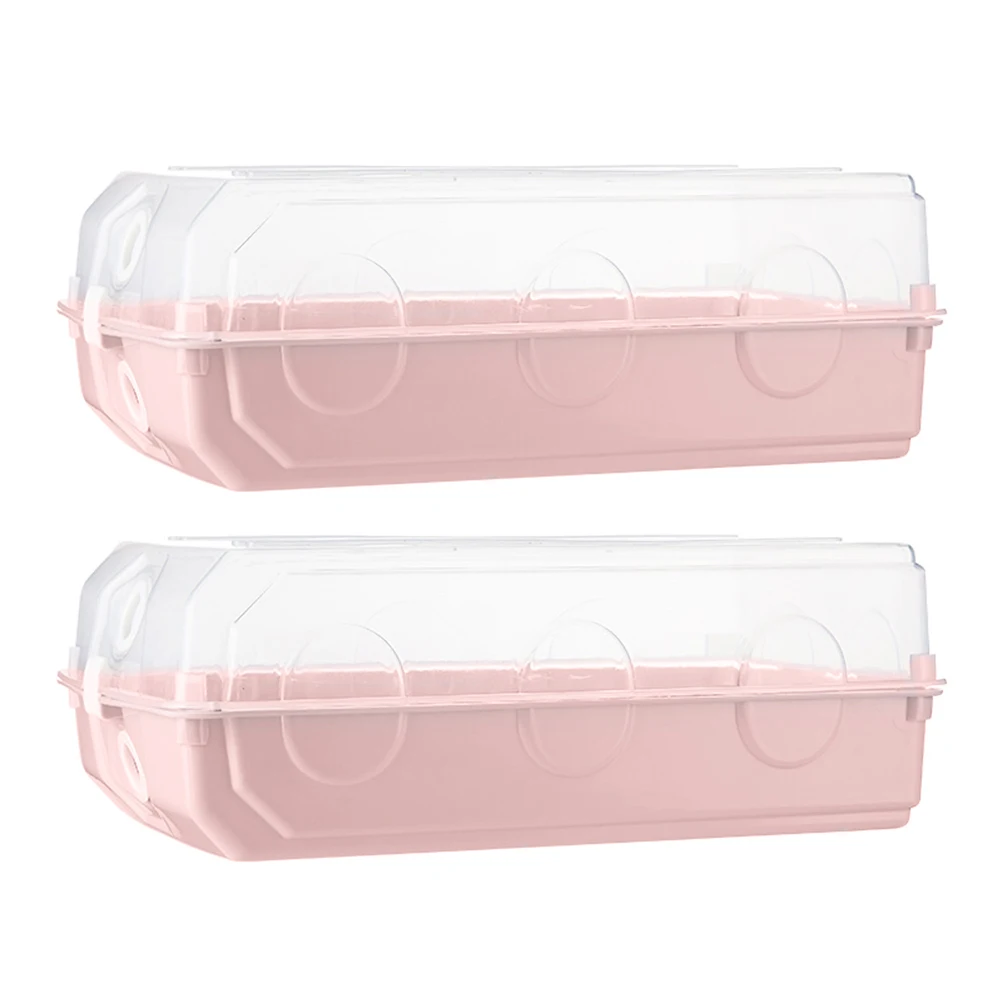 

2pcs Clear Nordic Style Plastic Shoes Container Organizer Dust Protection Storage Box For Home Use Pink