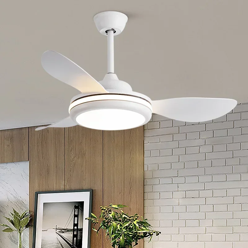 

Imitation Wood Grain Large Wind Ceiling Fan Light Frequency Conversion Household Living Room Dining Integrated Indoor