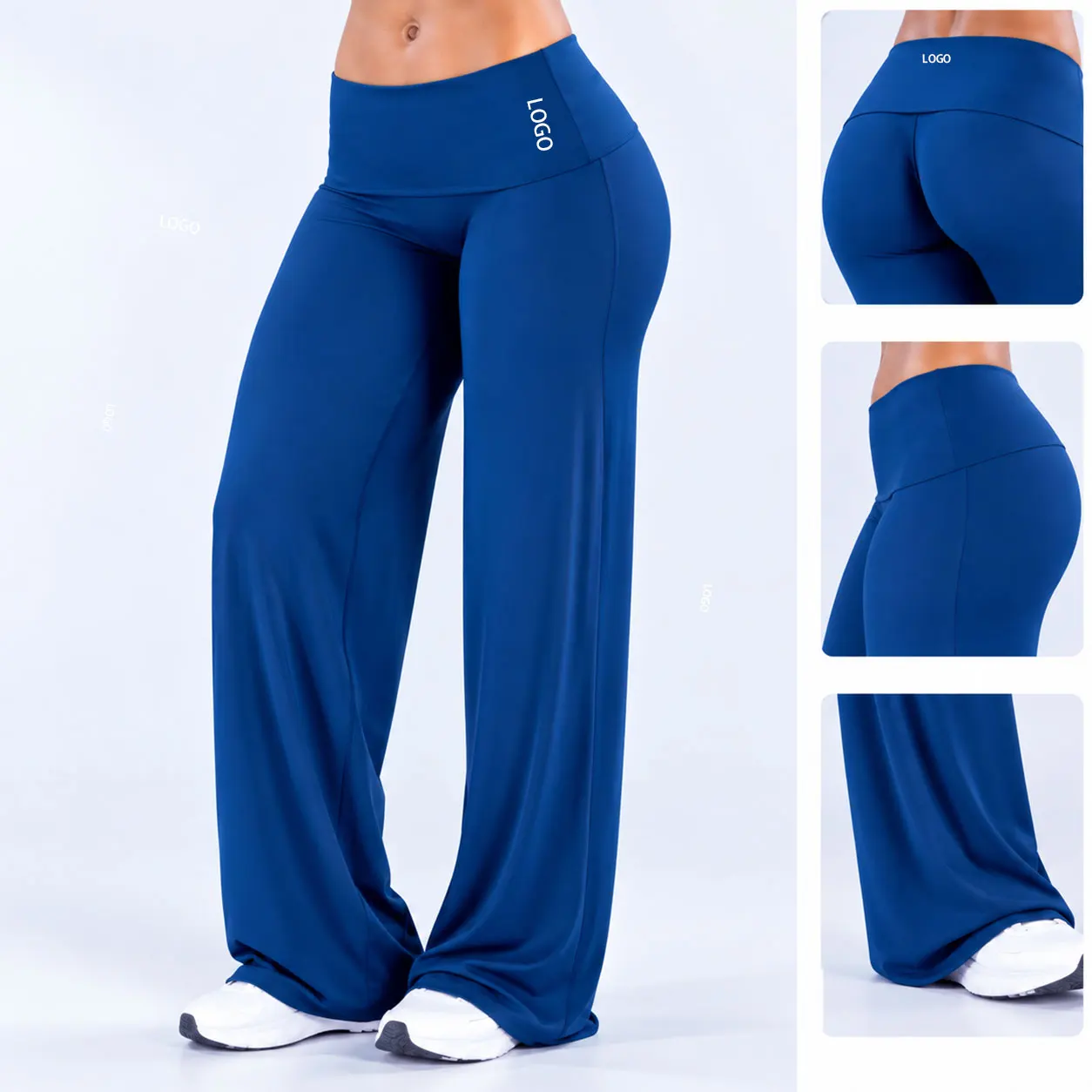 DFXEN Logo Winter Damen Yoga-Hose mit Umschlagbündchen, weitem Bein, lockerer Passform, lange Sport- und Freizeithose für Outdoor-Workouts, Fitness und Gym