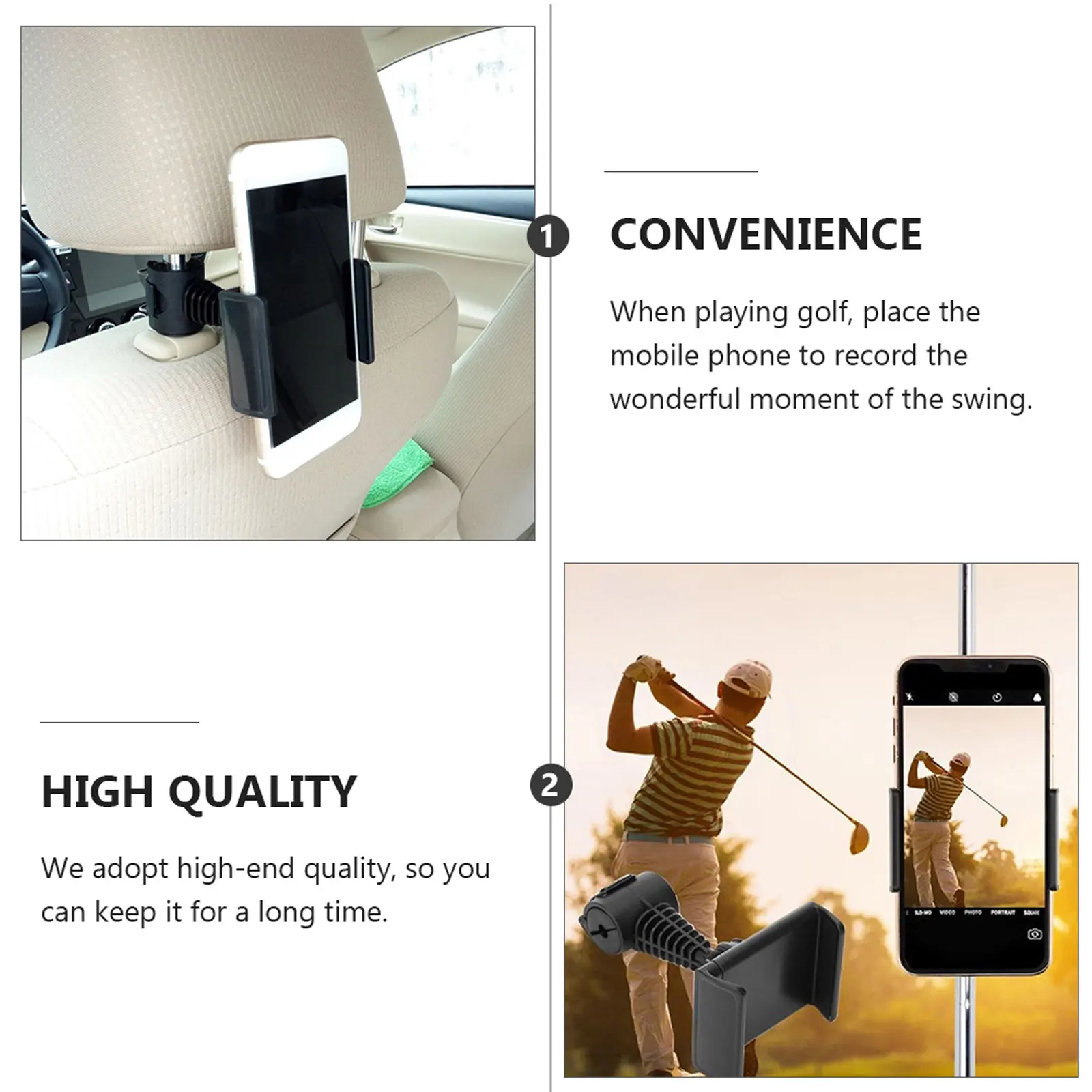 

Держатель для телефона для тренировок по гольфу с поворотом на 360 градусов: легко записывайте каждый удар, портативный зажим для мобильного телефона на тележку или гольф-кар.
