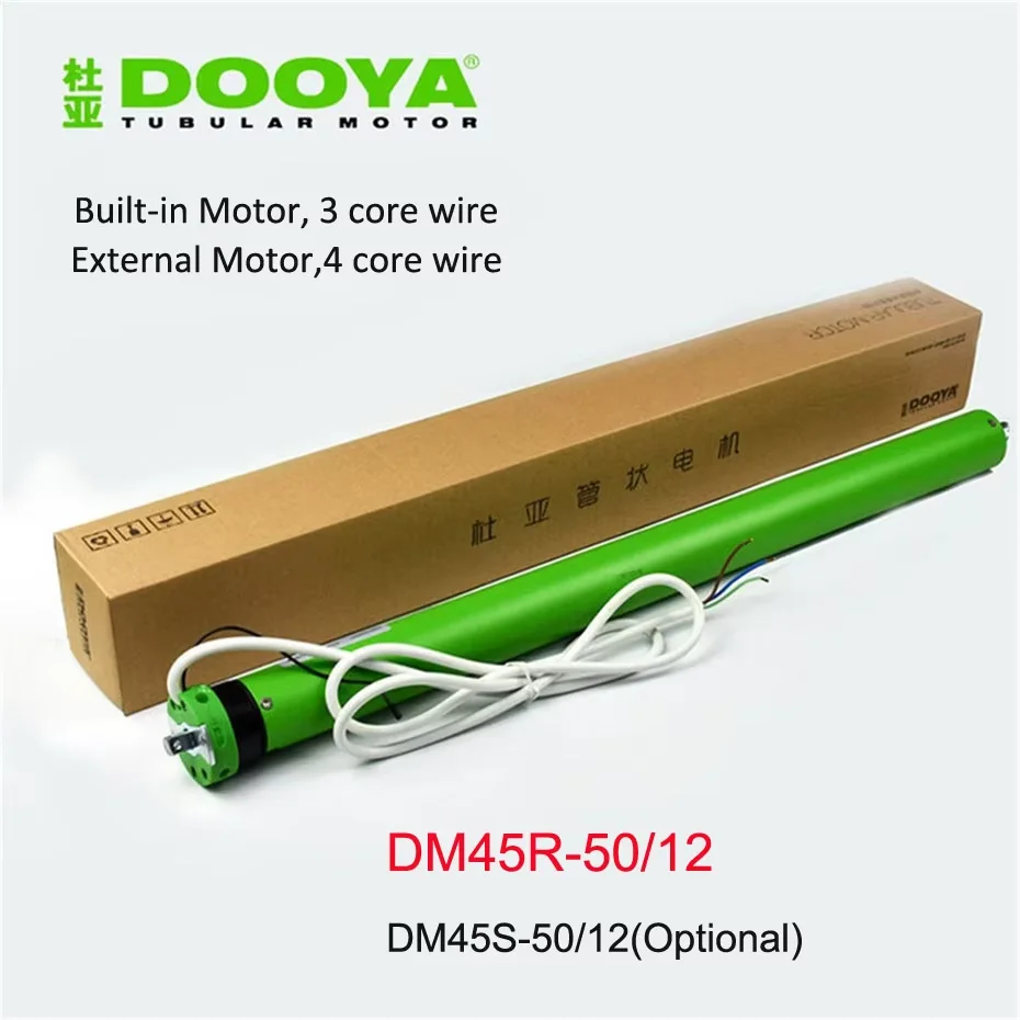 Dooya Tubular Motor DM45R-50/12 Built-in RF433 DM45S 50/12 4 Wire External Motor for Rolling Blinds/Canopy/Electric Sunshade