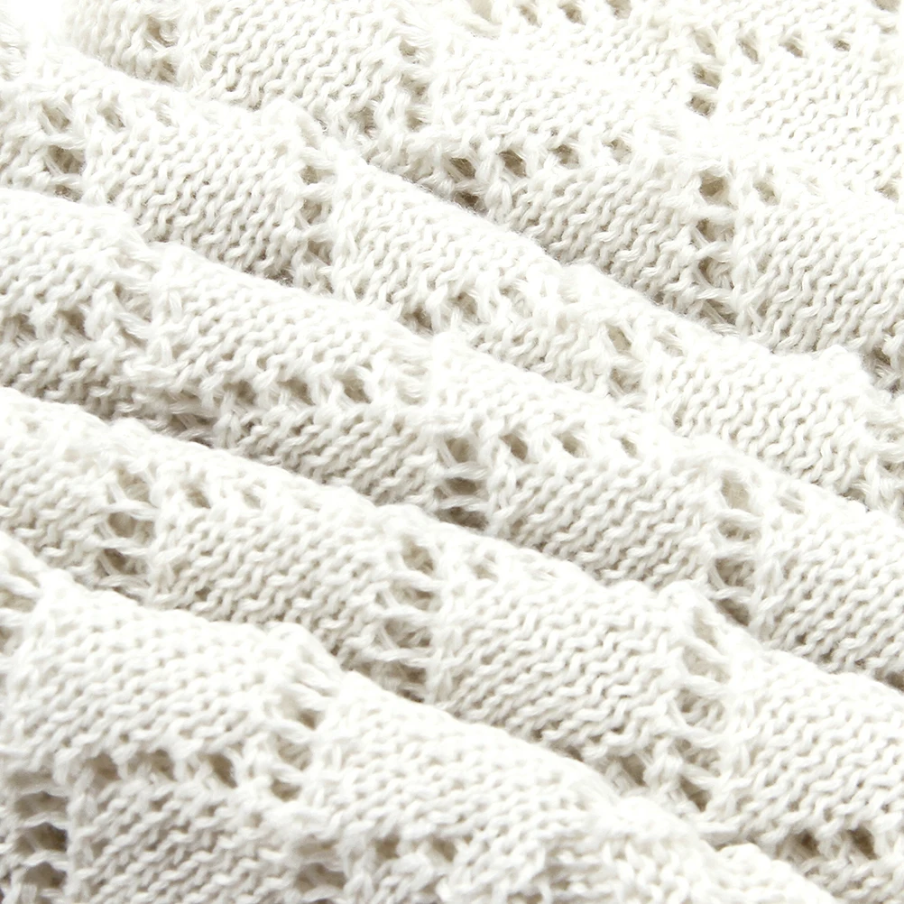 

Baby Premium Knitted Winter Infant Blanket Hollow Out Stroller Blanket For Newborn Lightweight Sleep Wrap White