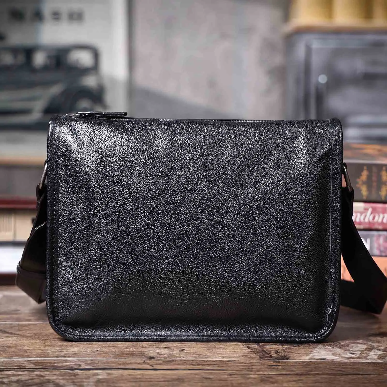 Echte Leder-Umhängetasche für Herren, Unisex, einfache Rindsledertasche, oberste Schicht pflanzlich gegerbtes Leder, modisch und lässig – Detail 30