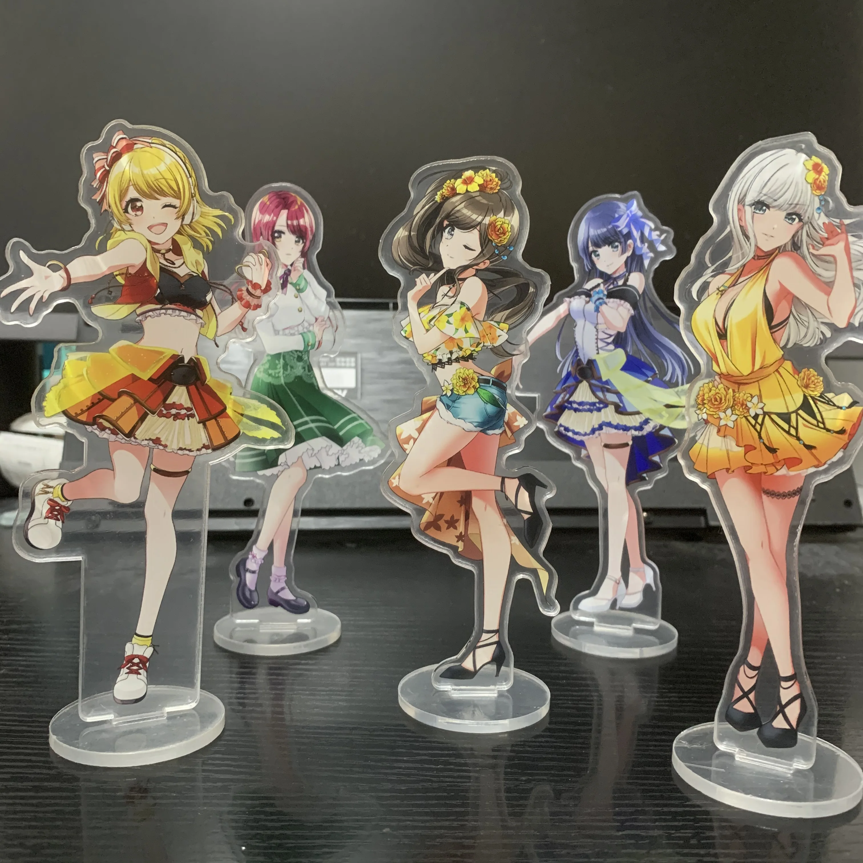 

D4DJ First Mix Happy Around! Figures Aimoto Rinku Acrylic Stands Akashi maho Character Model Plate Desk Decor Standing Sign Toys