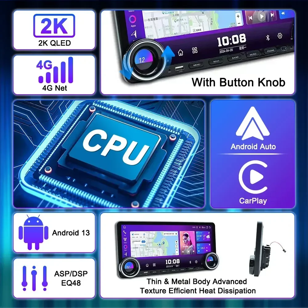 12.3 Inch Universal Car Radio Wireless Carplay Android Auto Diamond 2k Car Dvd Player Player for Volkswa.gen VW Golf 6 MK6 GTI