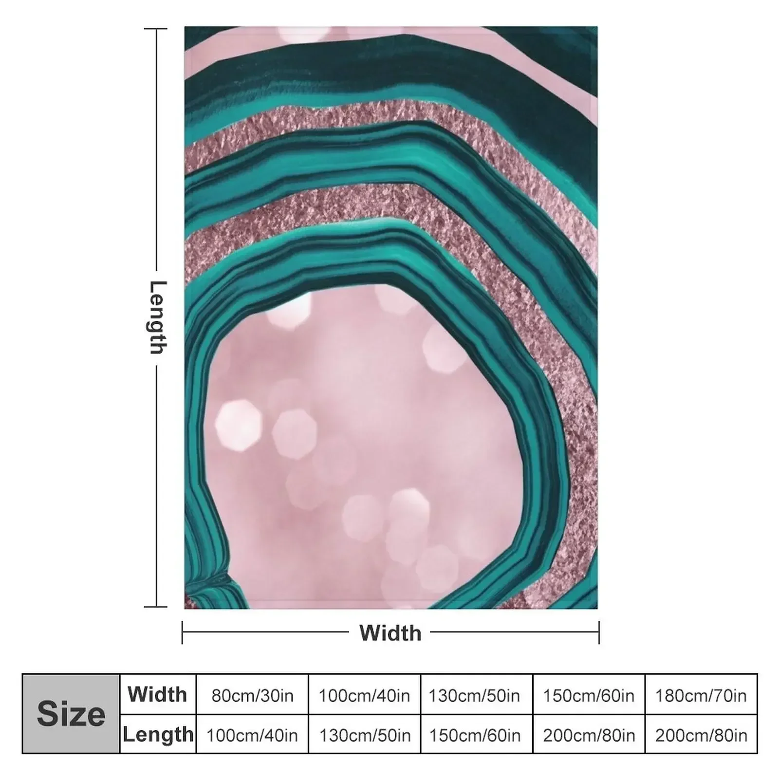 New Agate Teal Rose Gold Blush #1 #abstract #shiny #decor #art Throw Blanket couch cozy soft plush fuzzy picnic outdoor blanket