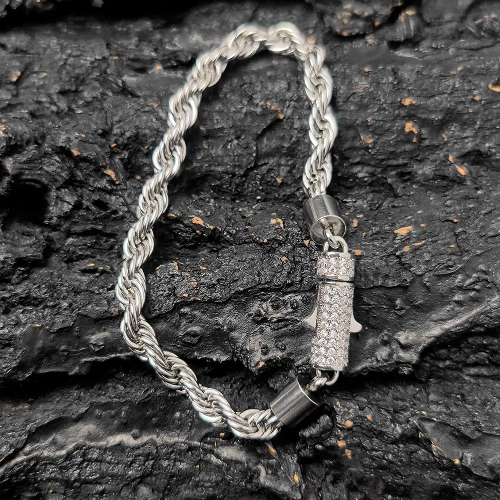 Nuoya neuen Stil 6mm vereiste Schließe Seil Kette Edelstahl Twist Seil Kette Armband Schmuck für Frauen