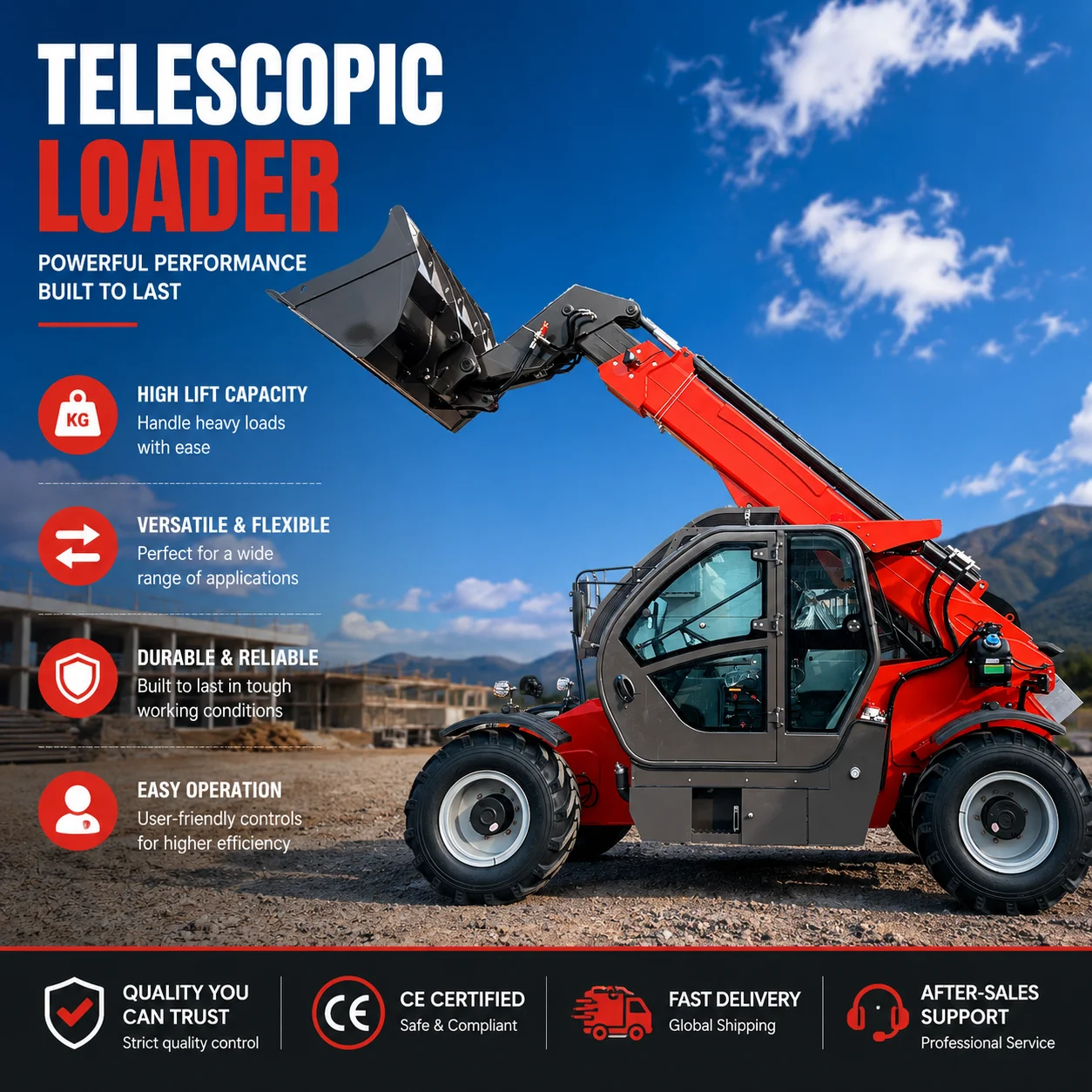 Telescopic Handler 7 Meter Lift Telehandler 3 Ton Forklift for Farm Construction Material Transport
