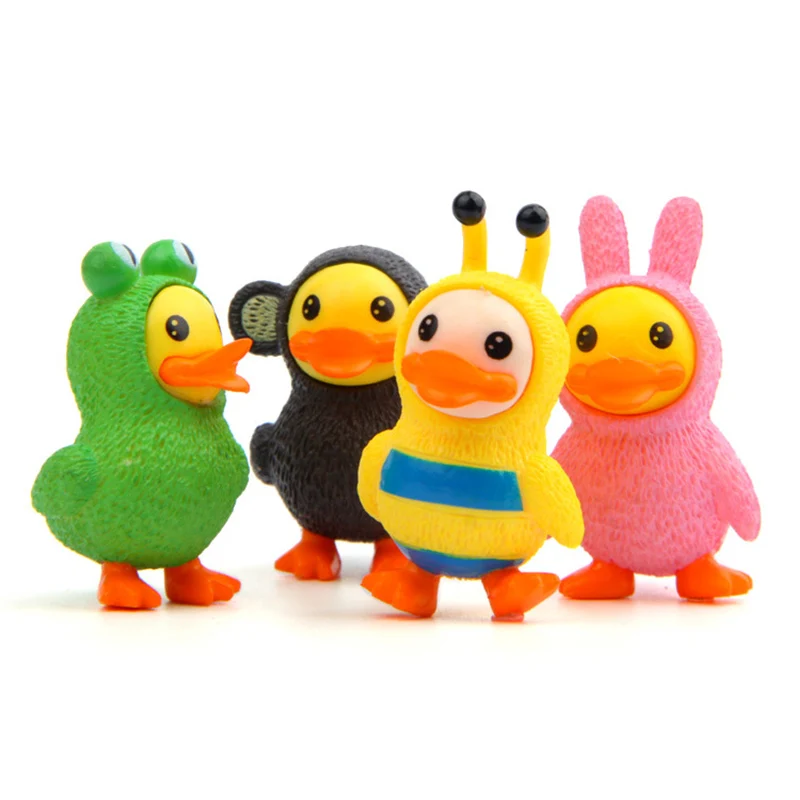 

4PCS/Sets Cartoon Animal Duck Mini Figures Cos Bee Rabbit Frog Decoration Resin Home Decor for Kids Toys Birthday Gift Ornament