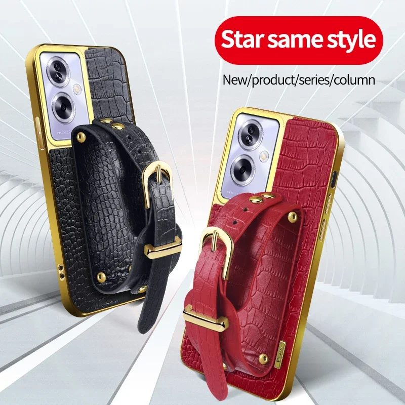 

Чехол для телефона с ремешком из крокодиловой кожи для OnePlus Nord N20 N30 SE N300, держатель-подставка, браслет, противоударный чехол, силиконовые чехлы