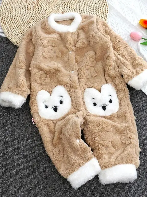 ชุดเด็กทารกฤดูหนาว ผ้าหนา อุ่น ลายปักดอกไม้ ชุดเด็กน่ารัก ชุดเด็กวัยหัดเดิน