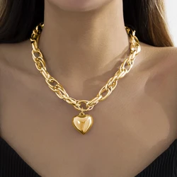 Ingemark High Quality Punk Big Heart Pendant Necklace Women Fashion Statement Chunky Heavy Chain Grunge Jewelry Steampunk Men