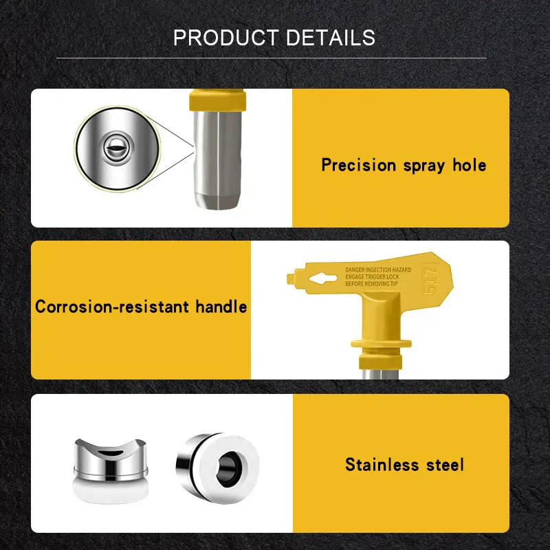 1PC 213 2/3/4/5/6 Series Airless Spray Gun Tip Nozzle Yellow for Wagner Paint Sprayer Powder Coating Airbrush Nozzle Repair Tool