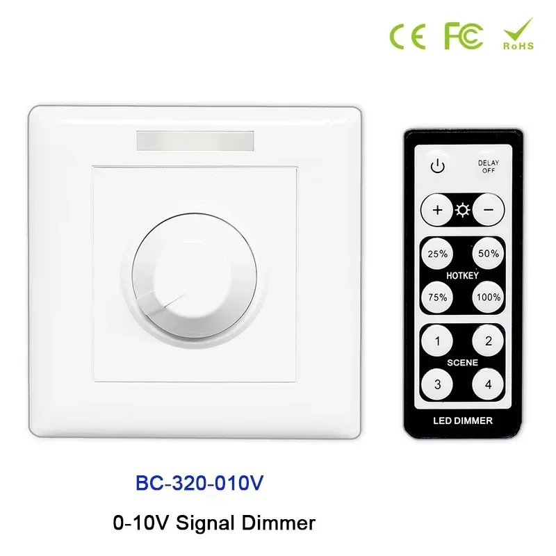 Bincolor 86 Knob style LED Strip light Controller 0-10V/PWM 5V/PWM 10V  analog signal Dimmer BC-320-010V & IR remote AC 85-265V