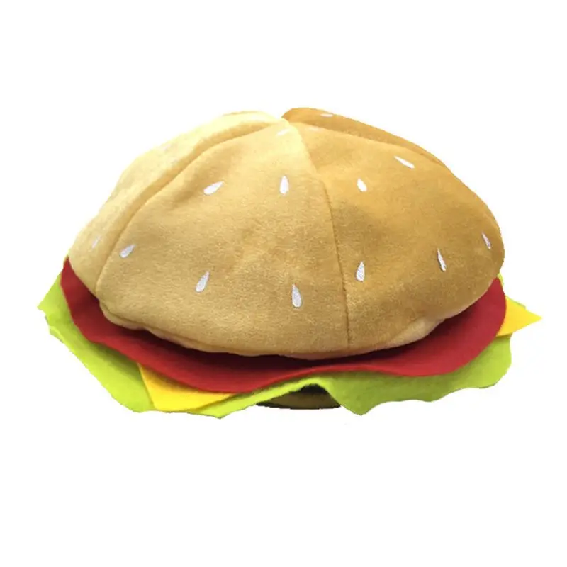 Hamburger Cheeseburger Fast Plush Hat Party Dress Up Costume Accessories N7YF