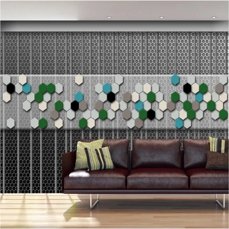 Custom Modern Technology Sense Wall Papers Home Decor 3D Stereoscopic Gray Bump Geometric Pattern Background Mural Wallpaper 3D