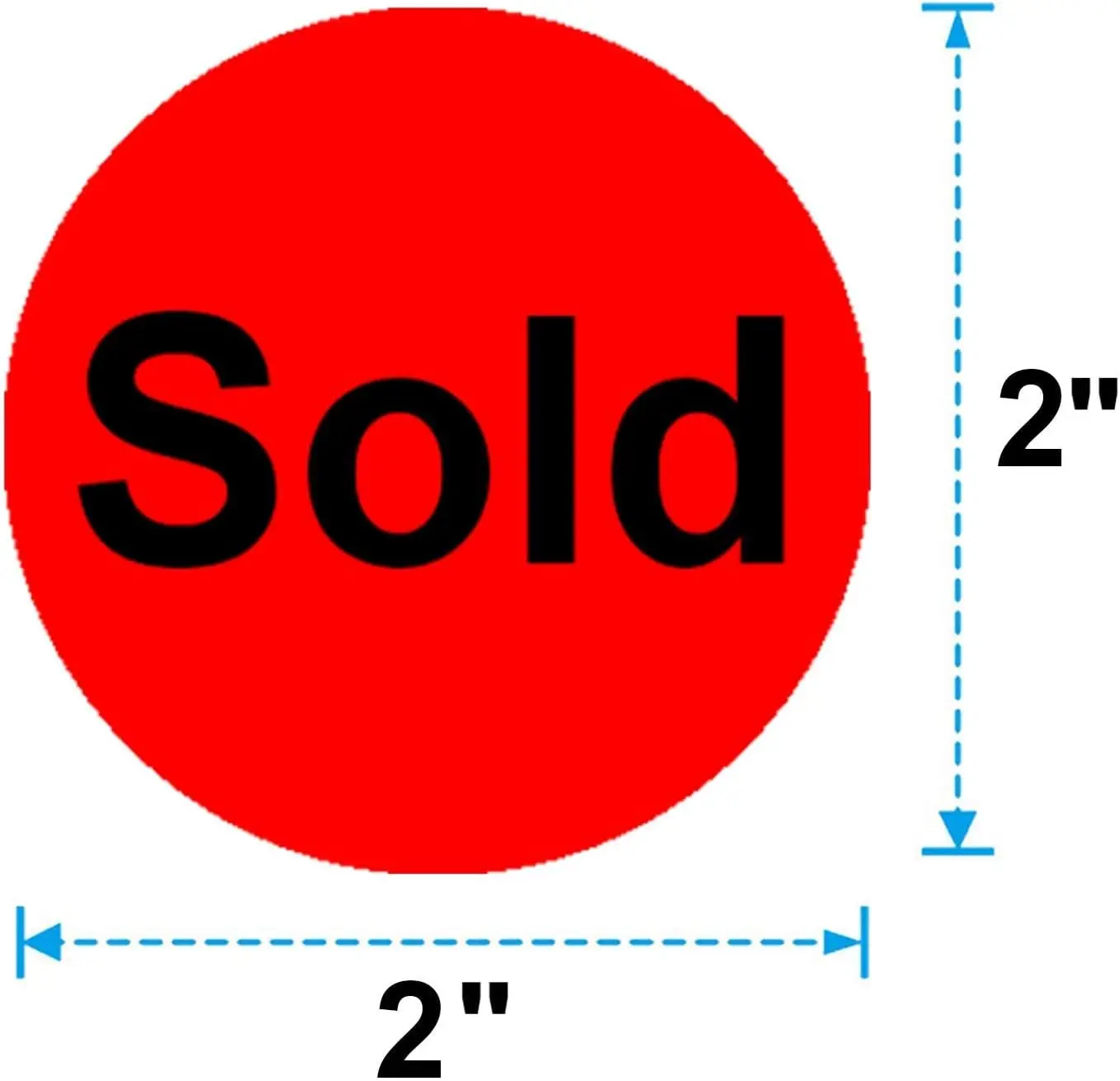 Round Sold Stickers 2inch Fluorescent Red Sold Label Sold Point of Sale Pricing Inventory Control Labels for Retail Store 500Pcs