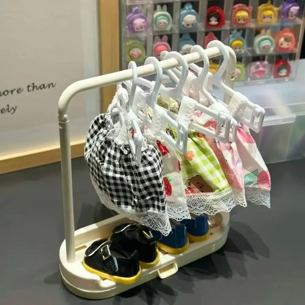 20cm Mini Clothes Hanger Mini Decorative Doll Clothes Storage Rack Multi-functional Clothes Support Rack for /BJD Doll