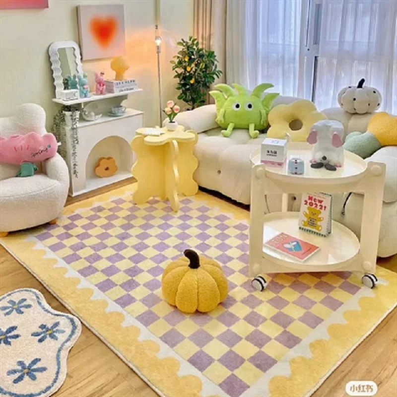 VIKAMA Ins فتاة نمط الطفل التقليد كشمير غرفة نوم سرير بطانية غرفة المعيشة غرفة الأطفال حصير السجاد ديكور المنزل