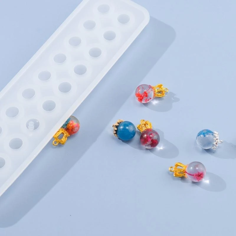 J78F Sphere Silicone Resin Molds Round Silicone Mold DIY Epoxy Resin Ball Molds for Craft Bracelet Bead Jewelry Making