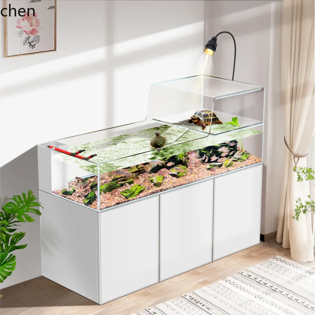 L14-new turtle tank ultra-white glass amphibious stream  living room partition screen ecological fish tank aquarium