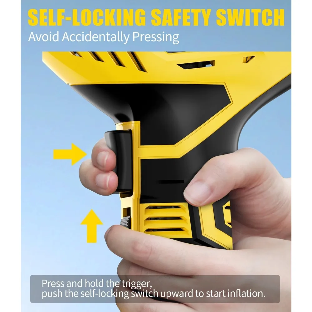 AVID POWER منفاخ إطارات لاسلكي ضاغط هواء محمول، مضخة إطارات سيارة تعمل ببطارية قابلة لإعادة الشحن 20 فولت مع محول تيار مستمر 12 فولت،