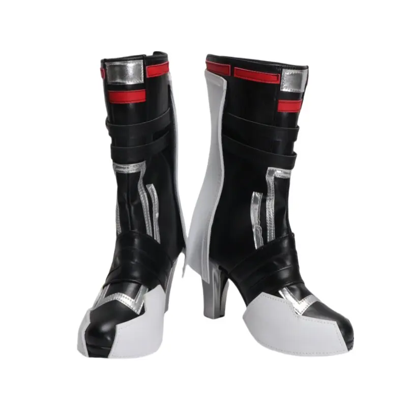 Anime ‌Punishing: Gray Raven Lucia Cosplay Shoes Black High Heels Short PU Leather Boots For Halloween Carnival