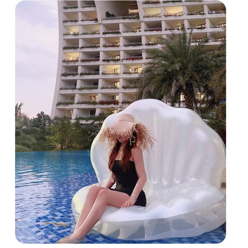 2022 Nieuwe Shell Opblaasbare Water Drijvende Rij 150X110X90Cm Parelbal Skogel Mount Water Opblaasbare Drijvende Bed Zwevende Stoel