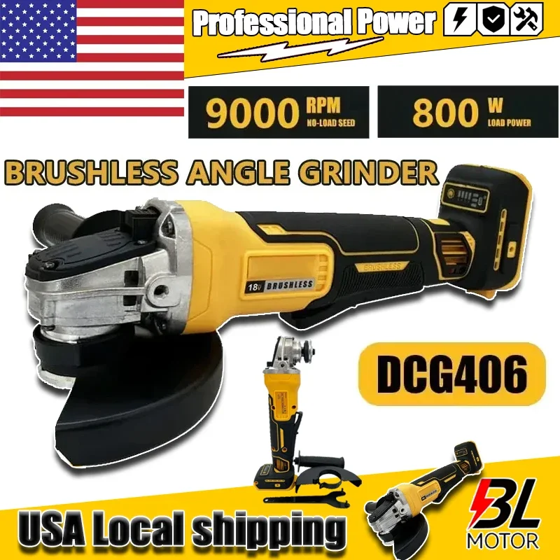 

Аккумуляторная угловая шлифмашина DeWalt DCG406 125 мм, 9000 об/мин, бесщеточная, ударная полировальная машина, 20В, перезаряжаемый инструмент