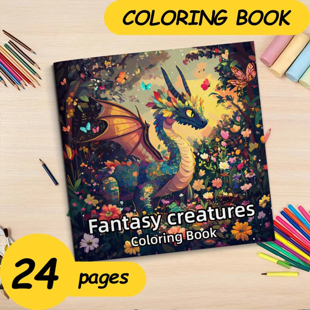 Fantasy creatures coloring Book DIY Art Doodle Painting Learning Color Booklet Arts Beginners  Ideal gift for family or friends