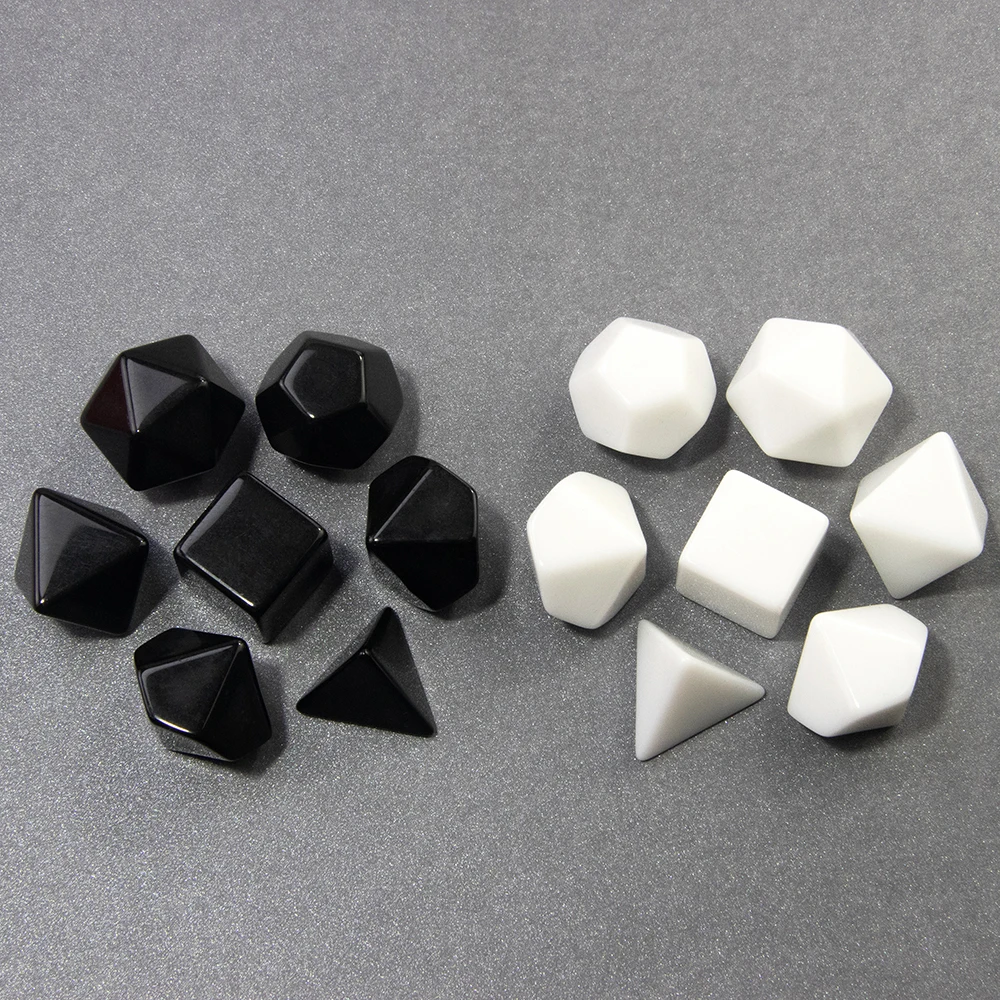 Polyhedral Blank Dice Set 7pcs Plastic Dice Black/ White DIY Table Games Accessories