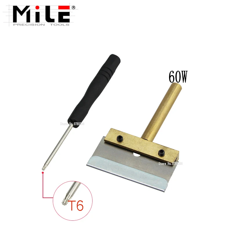 Strumento per la pulizia della colla UV 30/40/60W T Punta per saldatore con lama Rimuovi residui Adesivo LOCA per schermo del telefono cellulare + cacciavite T6
