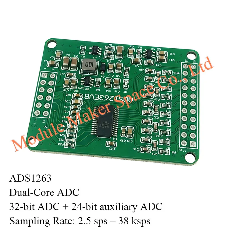 ADS1263 10-Channel 32-bit Precision ADC Module & Data Acquisition Card with 24-bit Aux ADC, 32ksps, for Strain/Temp