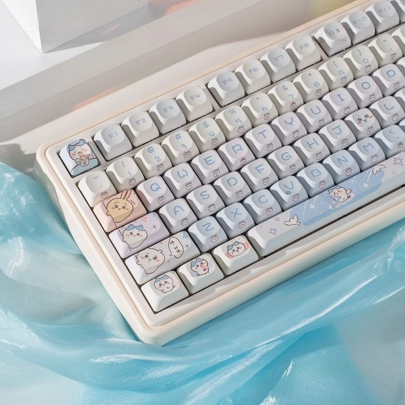 

Chiikawa Usagi Theme Mechanical Keyboard PC Accessories Keycaps Set MOC Height PBT Material Rounded Keycaps Sublimation Design