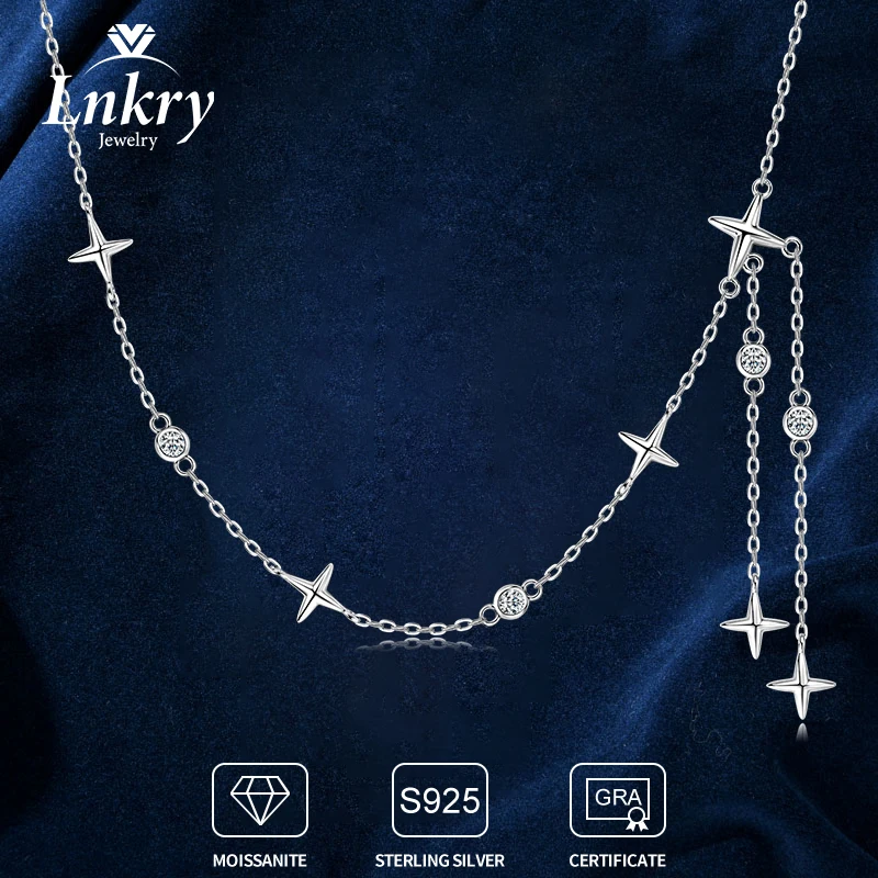 

Lnkry 2.5mm Moissanite Diamond Necklace Collar Plata 925 Sterling Silver Star Choker Necklaces For Women Exquisite Jewelry Gift
