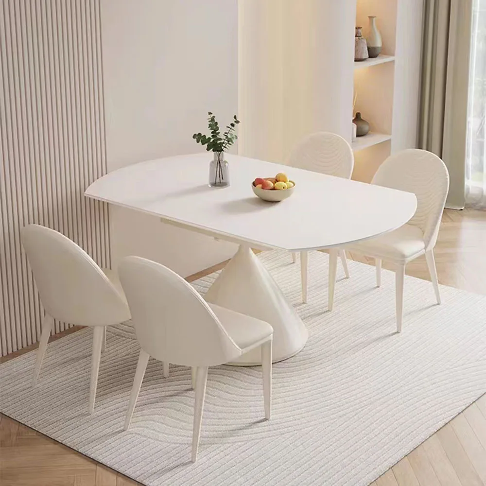 

Nordic Extendable Dining Table Luxury White Design Waterproof Dining Table Chair Round Muebles Para El Hogar Home Decoration