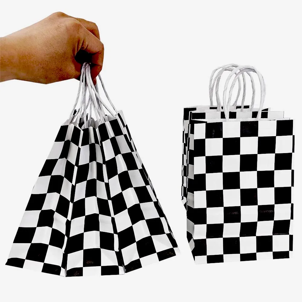 10/20/40/60 Stück schwarz-weiß kariertes Papier, Geschenktüte für Kinder, Rennwagen-Thema, Geburtstagsparty, Dekoration, Zubehör, Geschenke für Jungen ﻿ – Detail 5
