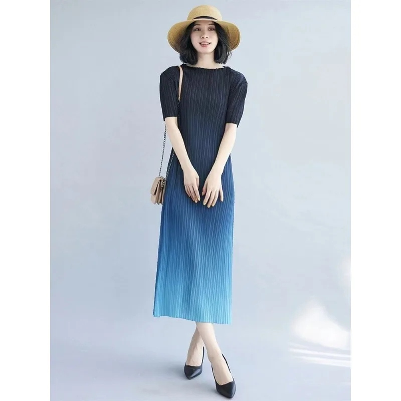 

Spring Summer Women's Wear Dresses Pleated Luxurious Niche Gradient Trend Fashion Versatile Flattering Elegant Casual Stylish