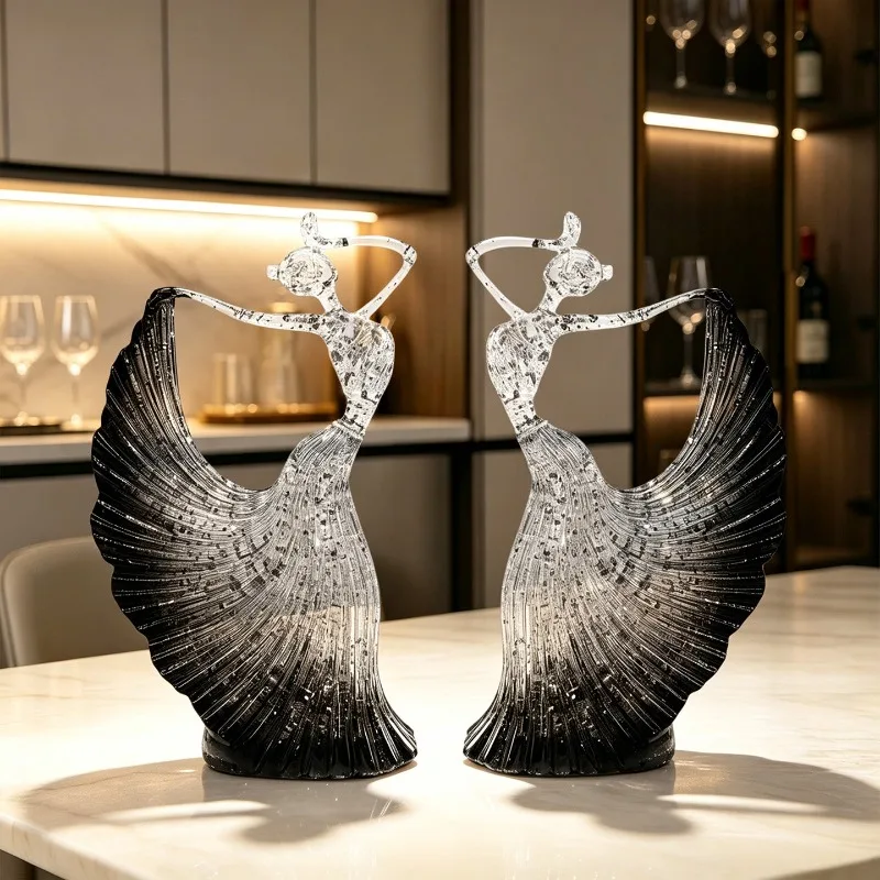 Luxury Dancing Life Beauty Art Ornaments Sculpture Living Room Foyer Wine Cabinet Office Desktop Statuette Decorations Gift