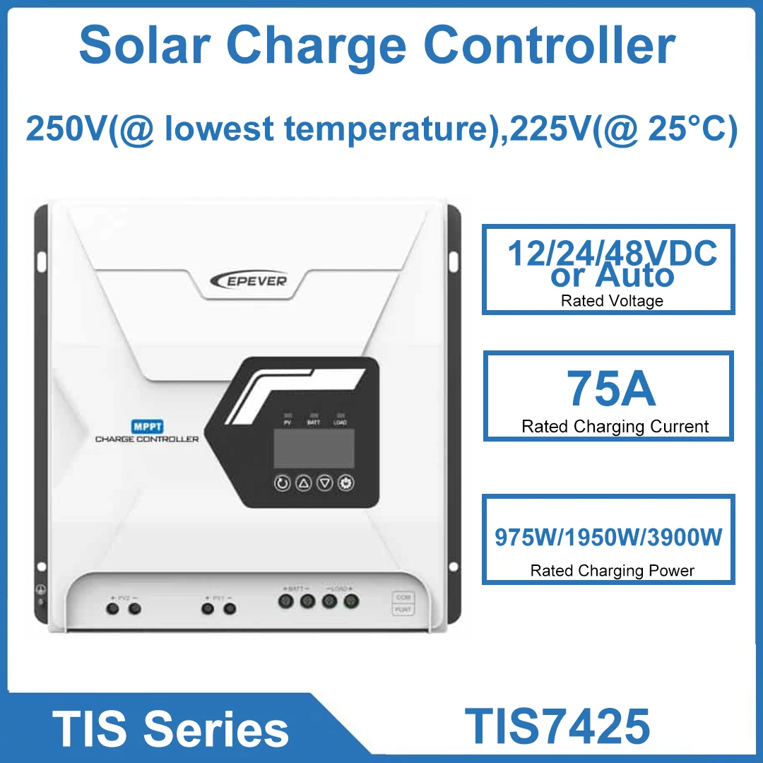 

Solar Charge Controller TIS7425 MPPT Solar Charge And Discharge Controller Built-in Independent BMS Communication Port