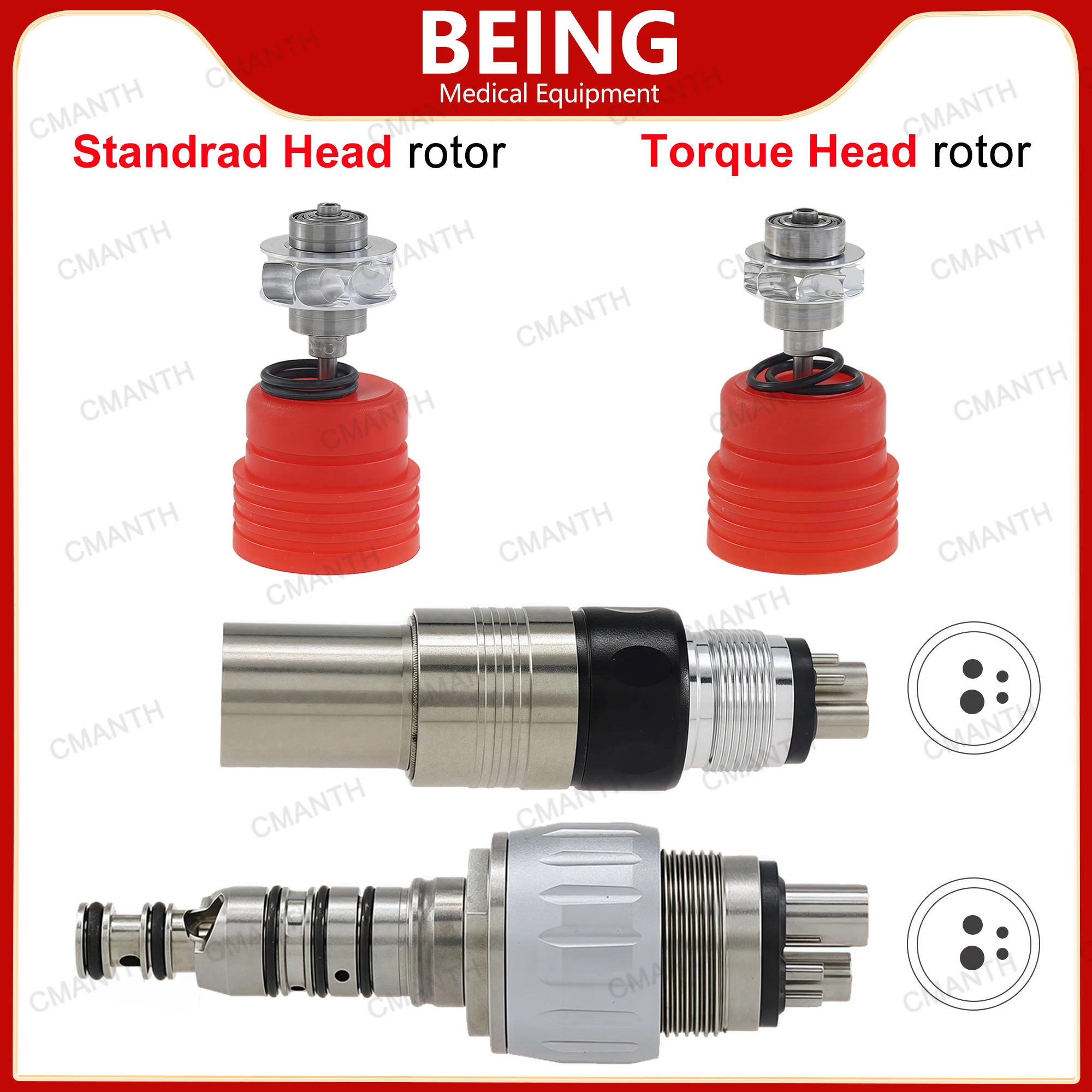 

BEING Dental Handpiece Coupler Turbine Quick Coupling 4 Hole Replacement Cartridge Rotor For KaVo NSK Dentistry Accessories