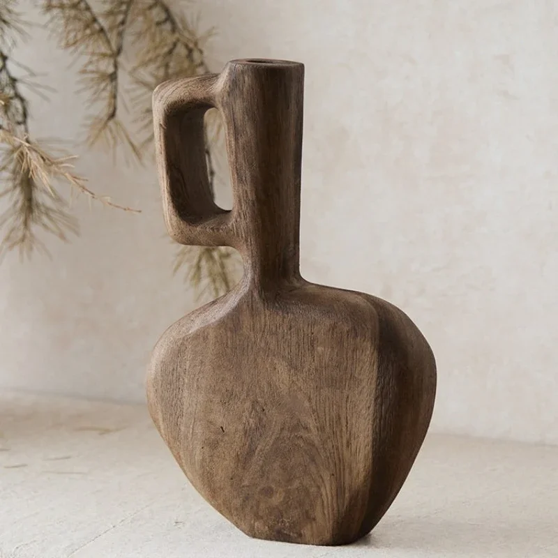 Wooden Decorative Vase,Wood Vase for Dried Flowers Farmhouse Boho Table Centerpiece for Home,Homestay,Home Decor Ornaments