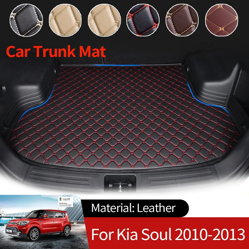 

Leather Car Boot Liner Cargo Rear Trunk Mats Luggage FLoor Tray Waterproof Carpet Accessories for Kia Soul AM MK1 2010~2013 2012