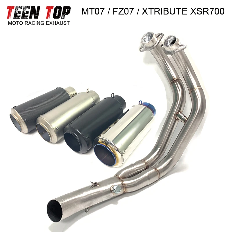 

51mm Full Motorcycle Exhaust System For Yamaha MT07 FZ07 XTRIBUTE 700 XSR700 2014-2020 Escape Moto Tubos De Escape Para Moto