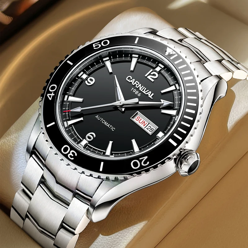 

Роскошные механические часы Carnival с механизмом MIYOTA, мужские высококачественные автоматические часы из нержавеющей стали 316L, водонепроницаемые до 50 м, с сапфировым стеклом