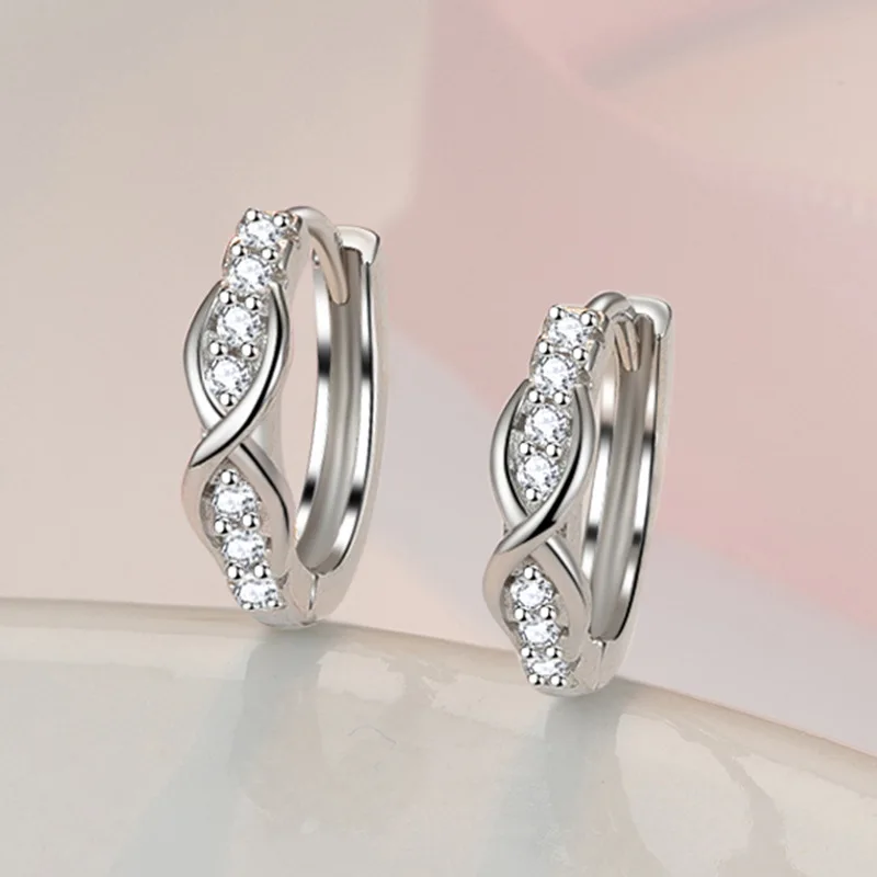 

925 Sterling Silver Earrings Channel Cubic Zirconia Silver Stud Earrings for Women Sterling Silver Jewelry ear cuff