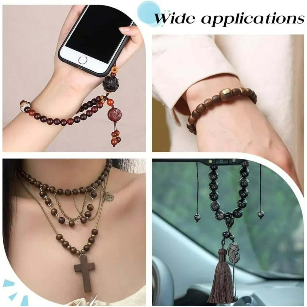 240개 12색 나무 원형 구슬 7.5mm 8mm 원형 나무 광택 스트라이프 루즈 크래프트 비즈 수제 미완성 목재