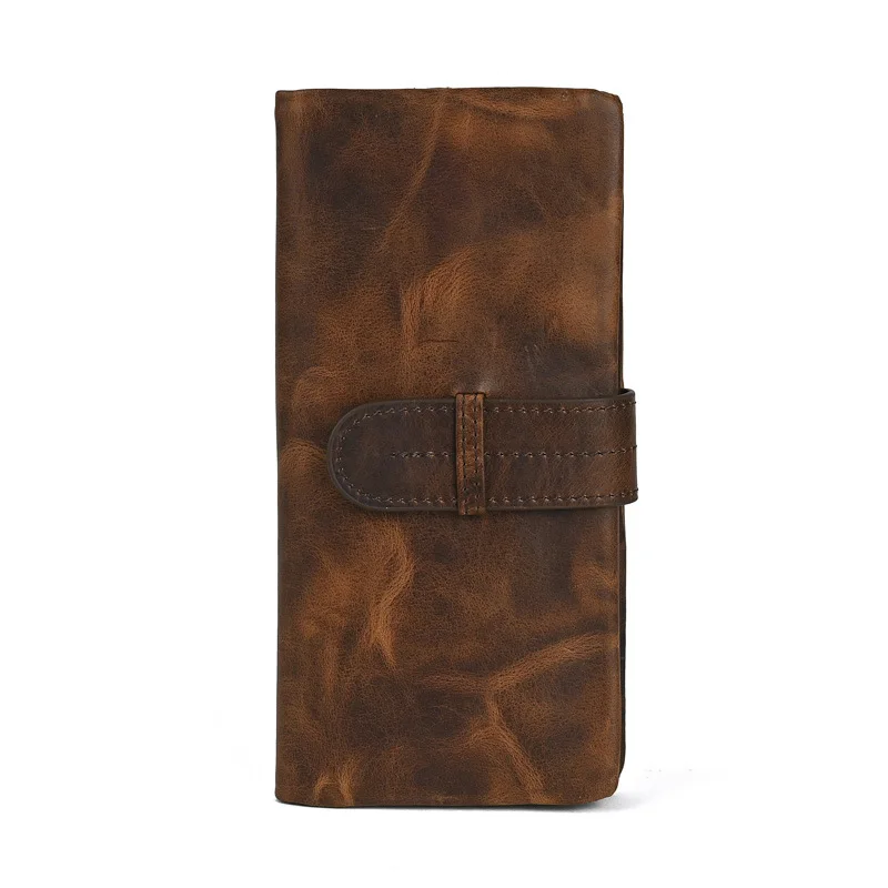 LD-Retro leather wallet, long top layer cowhide wallet, casual and versatile, crazy horse leather multifunctional coin purse