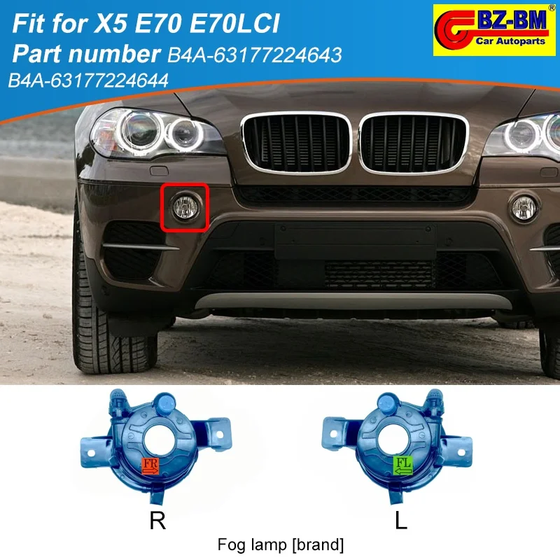 

Front Bumper Grille Left Right Fog Lamp Light Cover For Bmw X5 E70 E70lci OEM 63177224643 63177224644 Car Housing Lamp