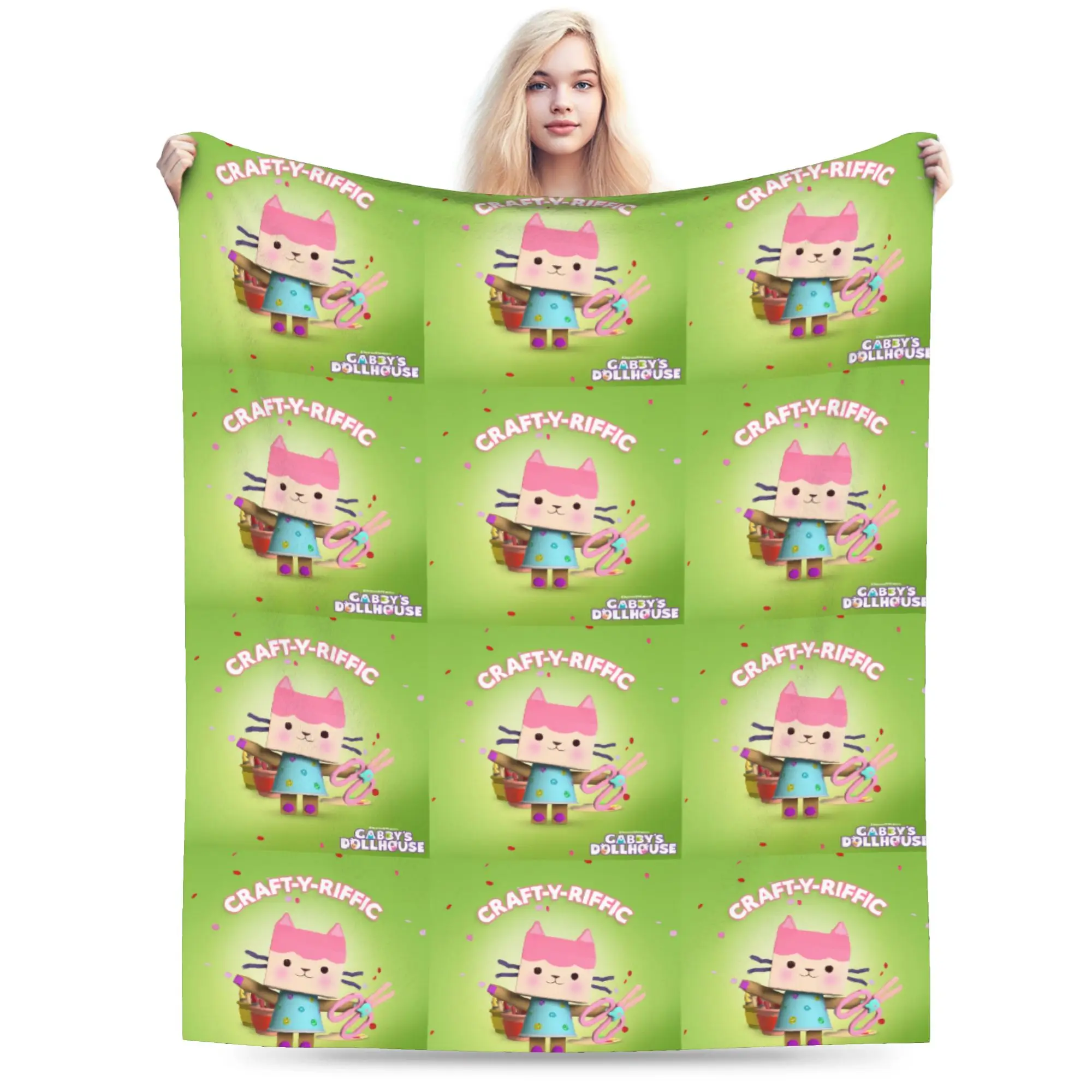Custom 3D Printed Cartoon Anime Gabby Dollhouse Blankets Comfortable Soft Flannel Summer  Throw Blanket for Couch Travel Bedroom